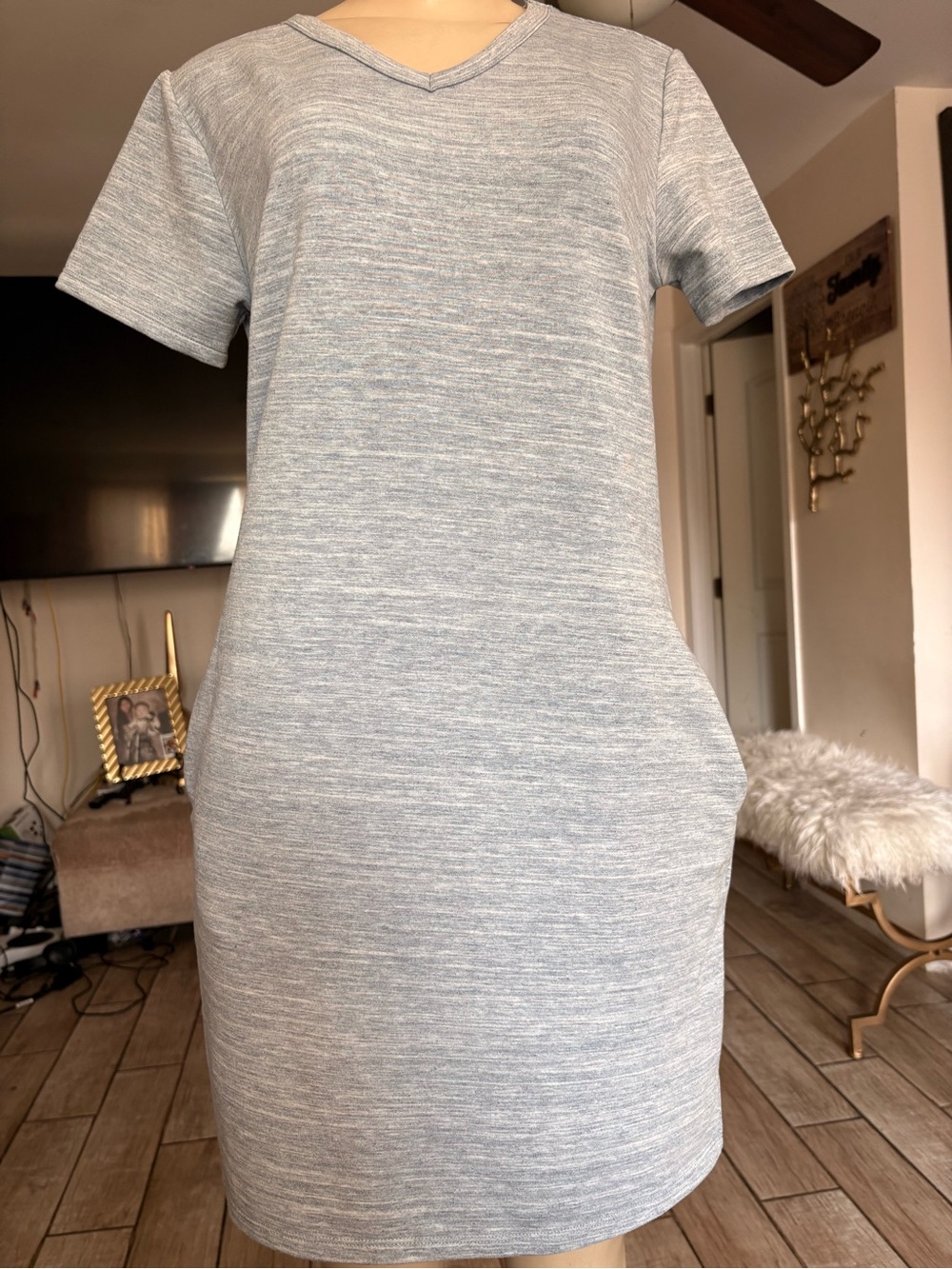 32 degrees Heathered Light Gray T-Shirt Dress